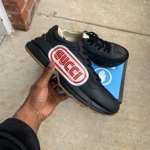 Rhyton Gucci print leather sneaker